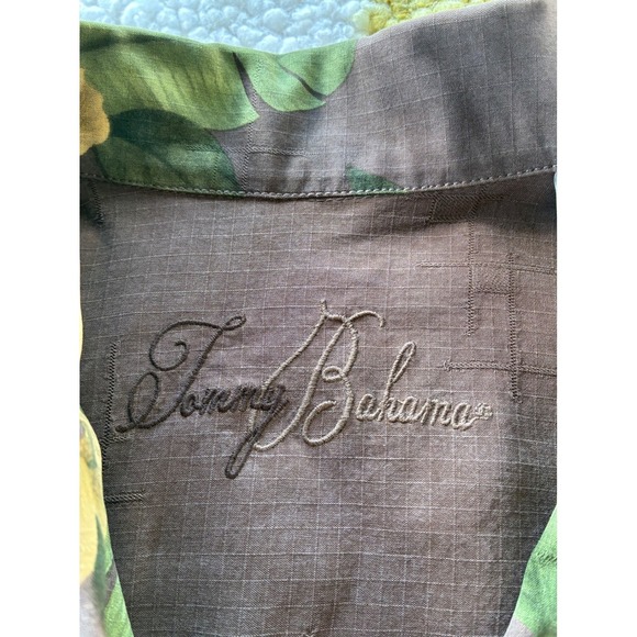 Tommy Bahama Mens XXL Brown Silk Floral Bird of Paradise Tropical Camp Shirt - Picture 3 of 7